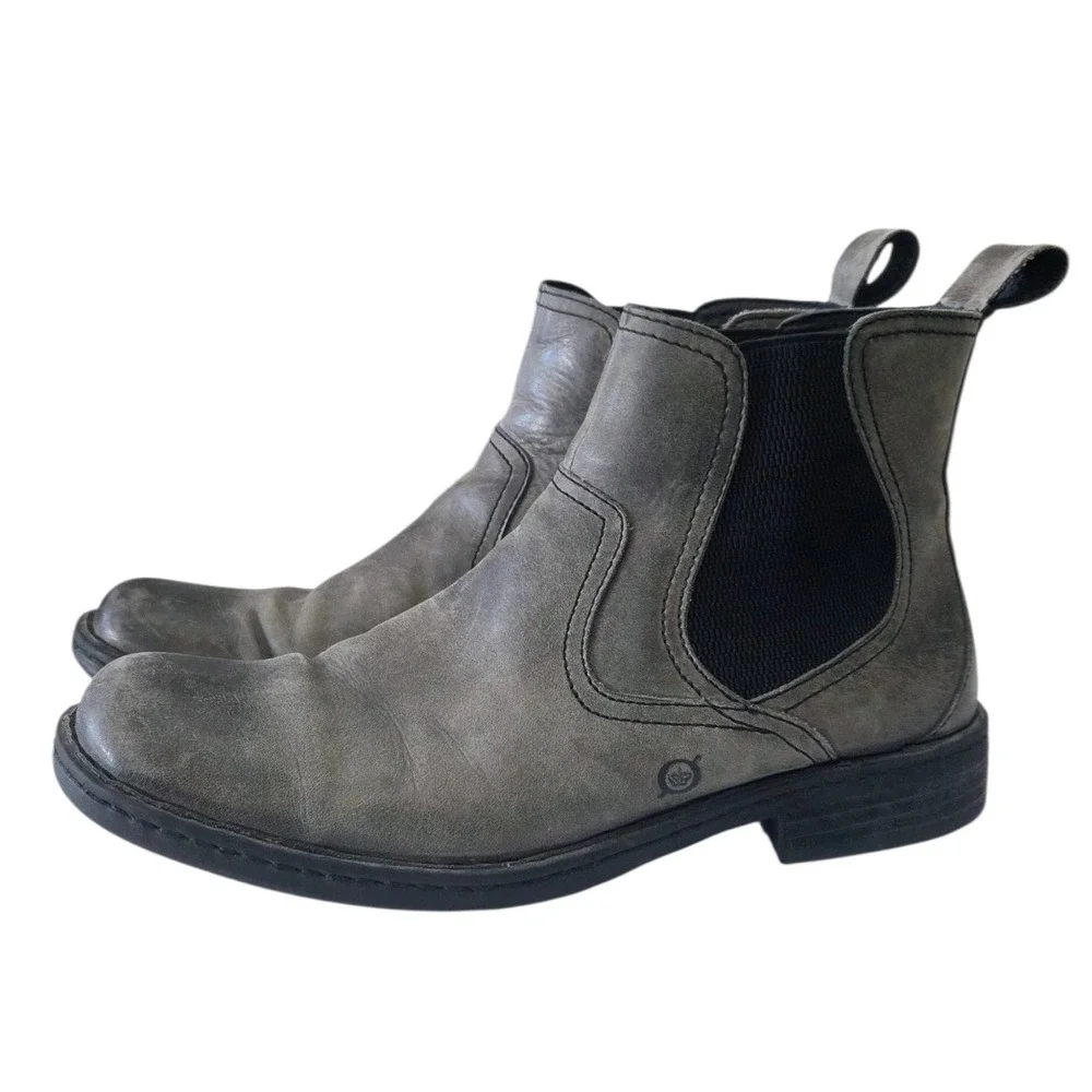 Born Men's Chelsea‎ Boots Size 11 Gray Leather Ankle Pull-On Hemlock Ankle Boot
